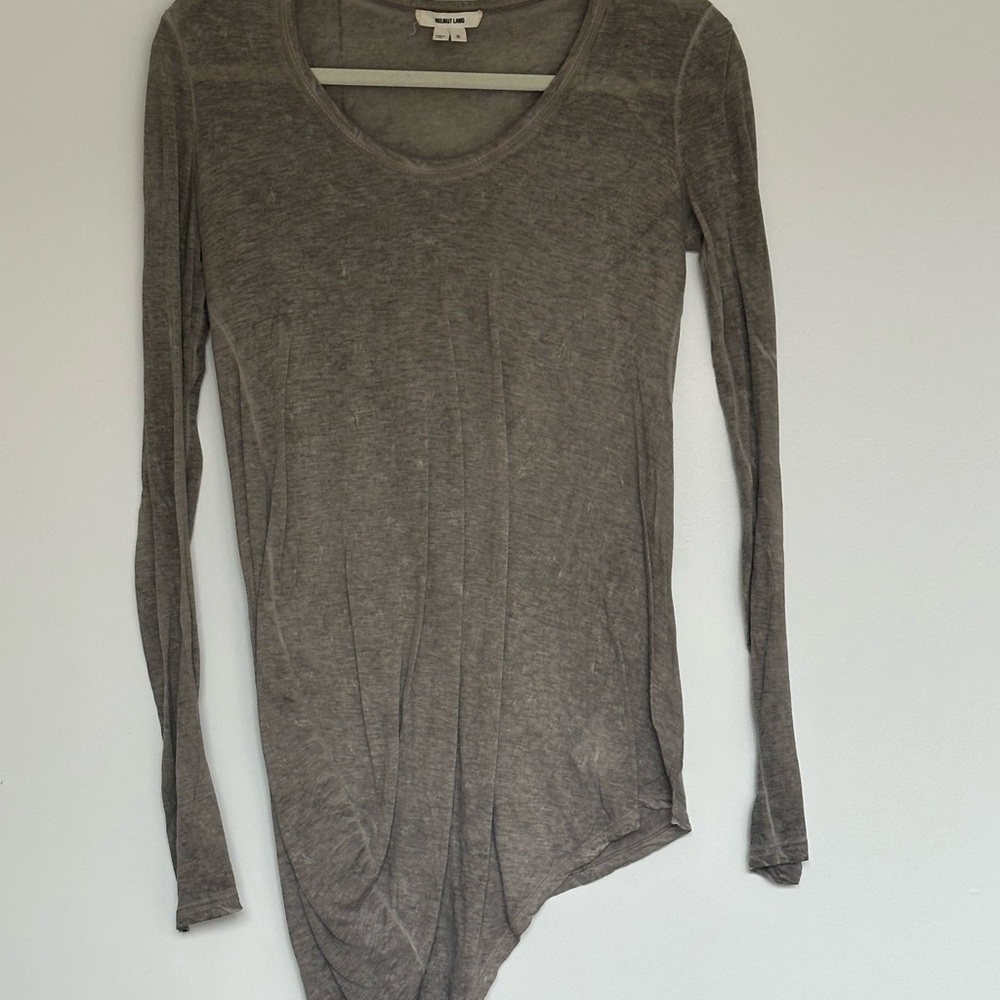 Helmut Lang Gray Asymmetrical Long Sleeve Shirt